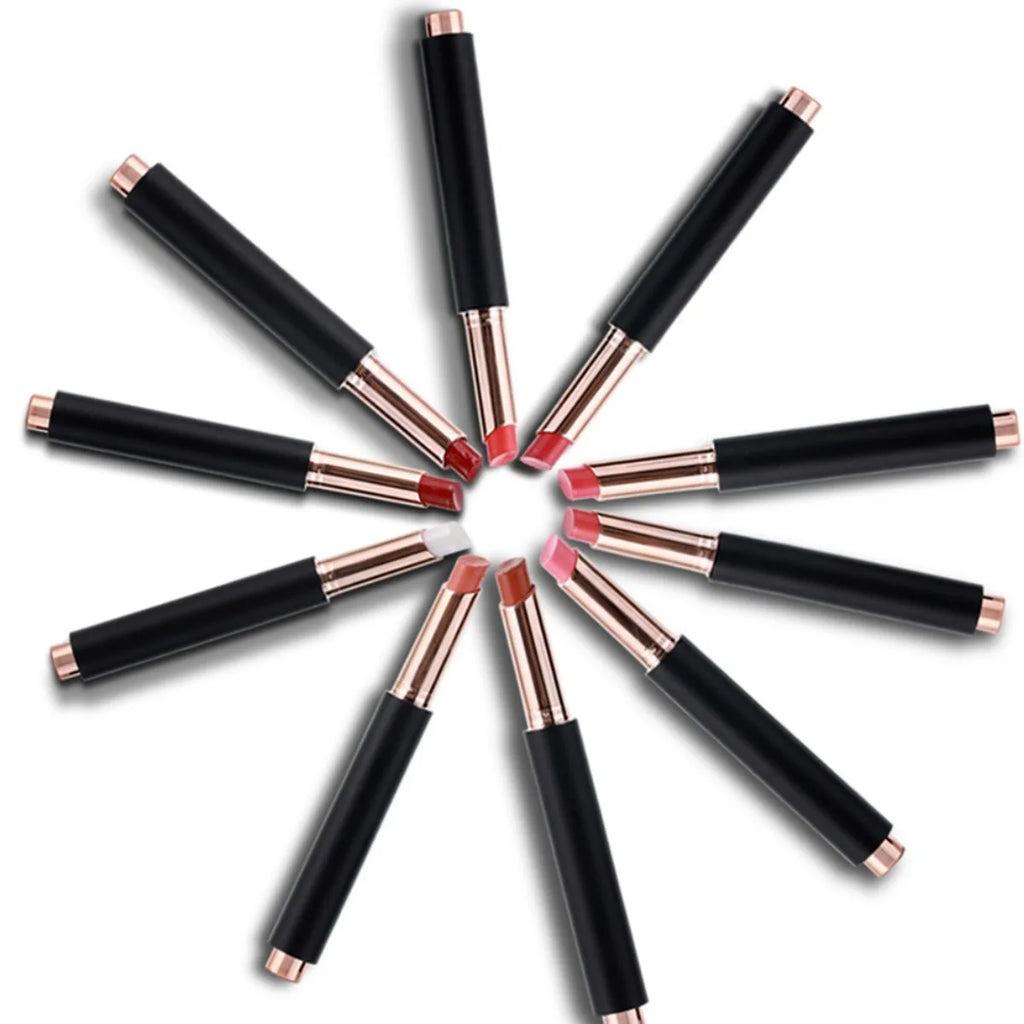 10-color black tube matte moisturizing press lipstick