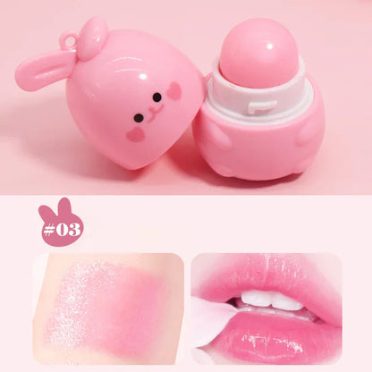 Cute rabbit color changing moisturizing lip balm