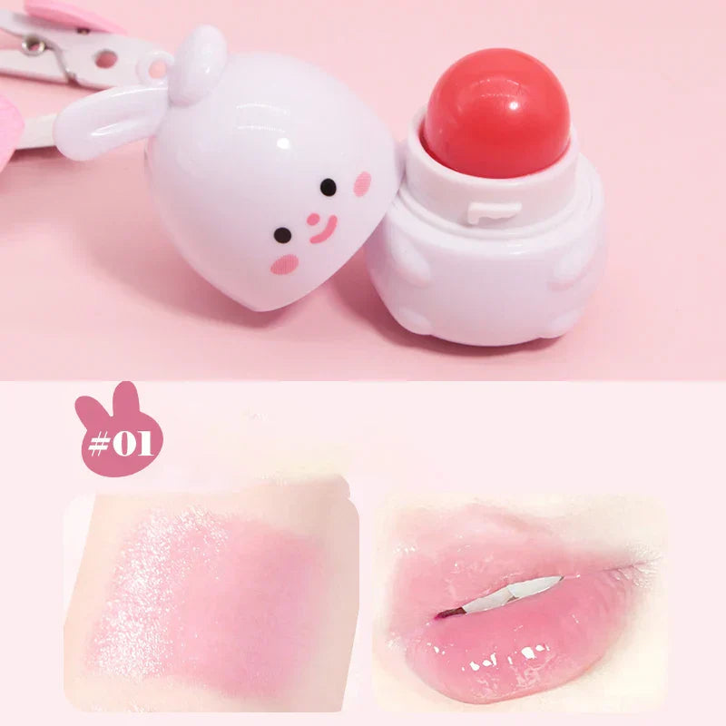 Cute rabbit color changing moisturizing lip balm